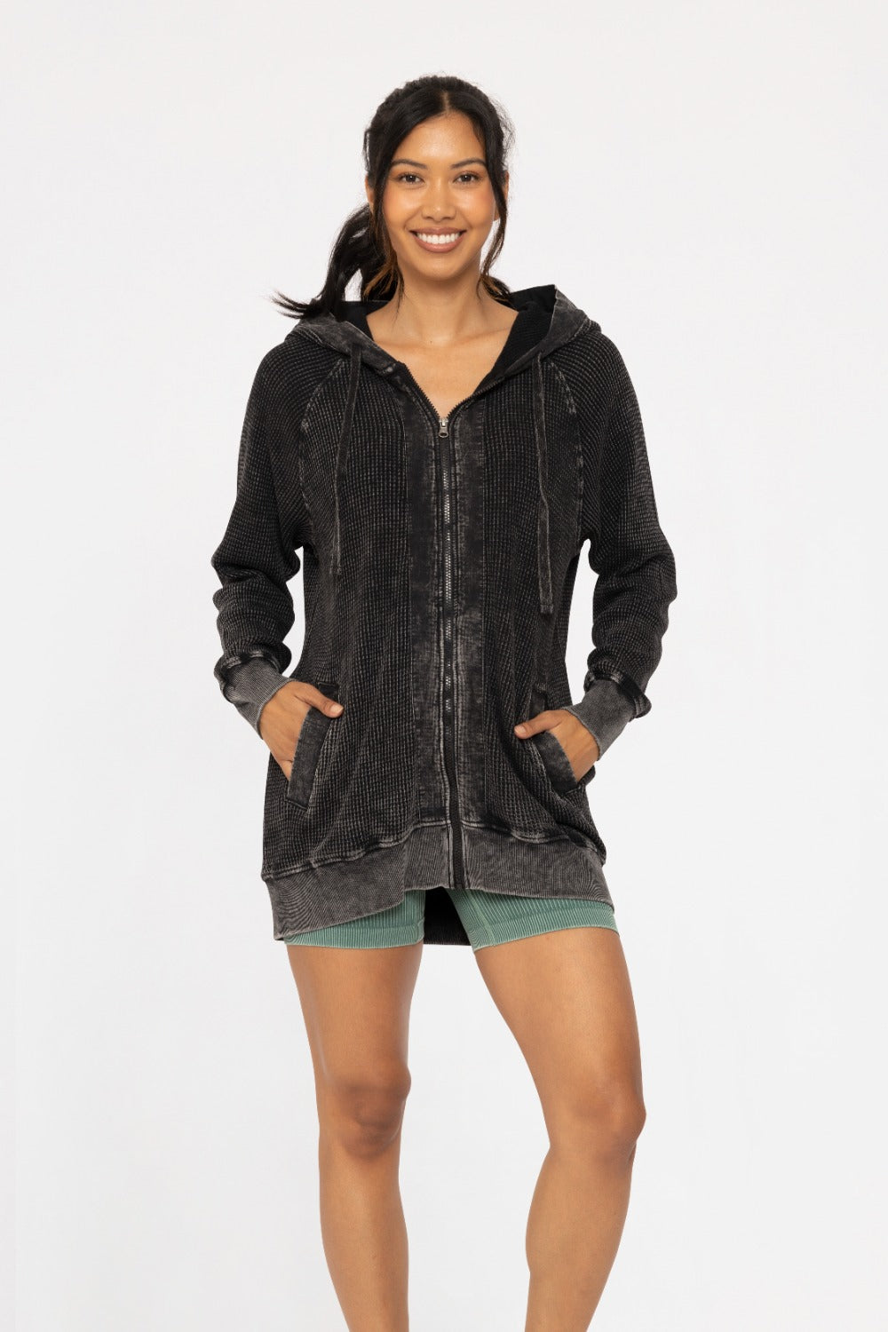 MONO B OVERSIZED MINERAL WASH BLACK JACKET