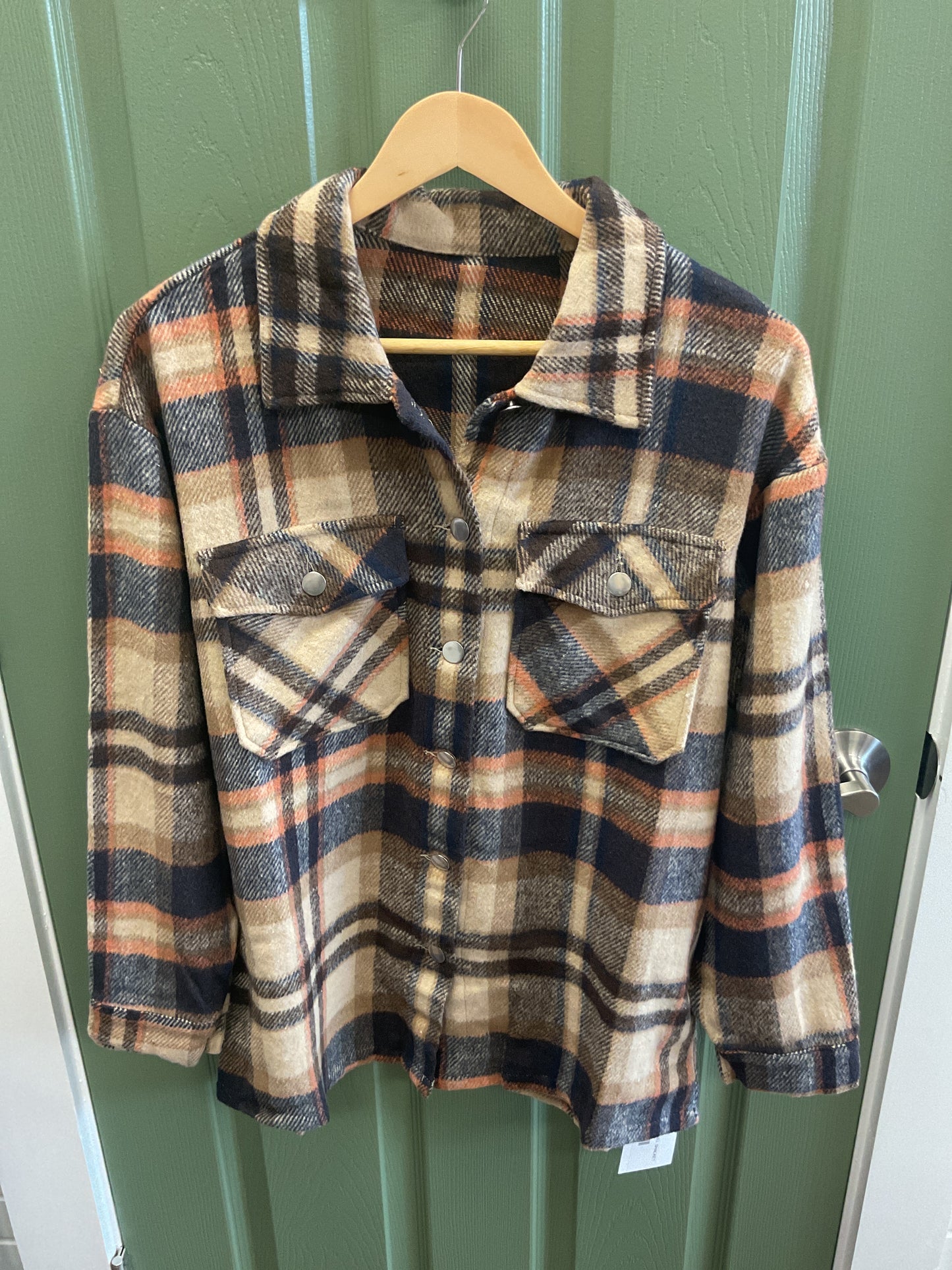 BROWN PLAID FLANNEL SHACKET