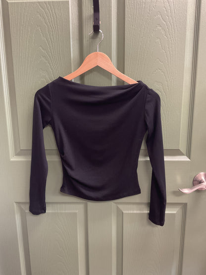 Boat neck pintuck detail long sleeve