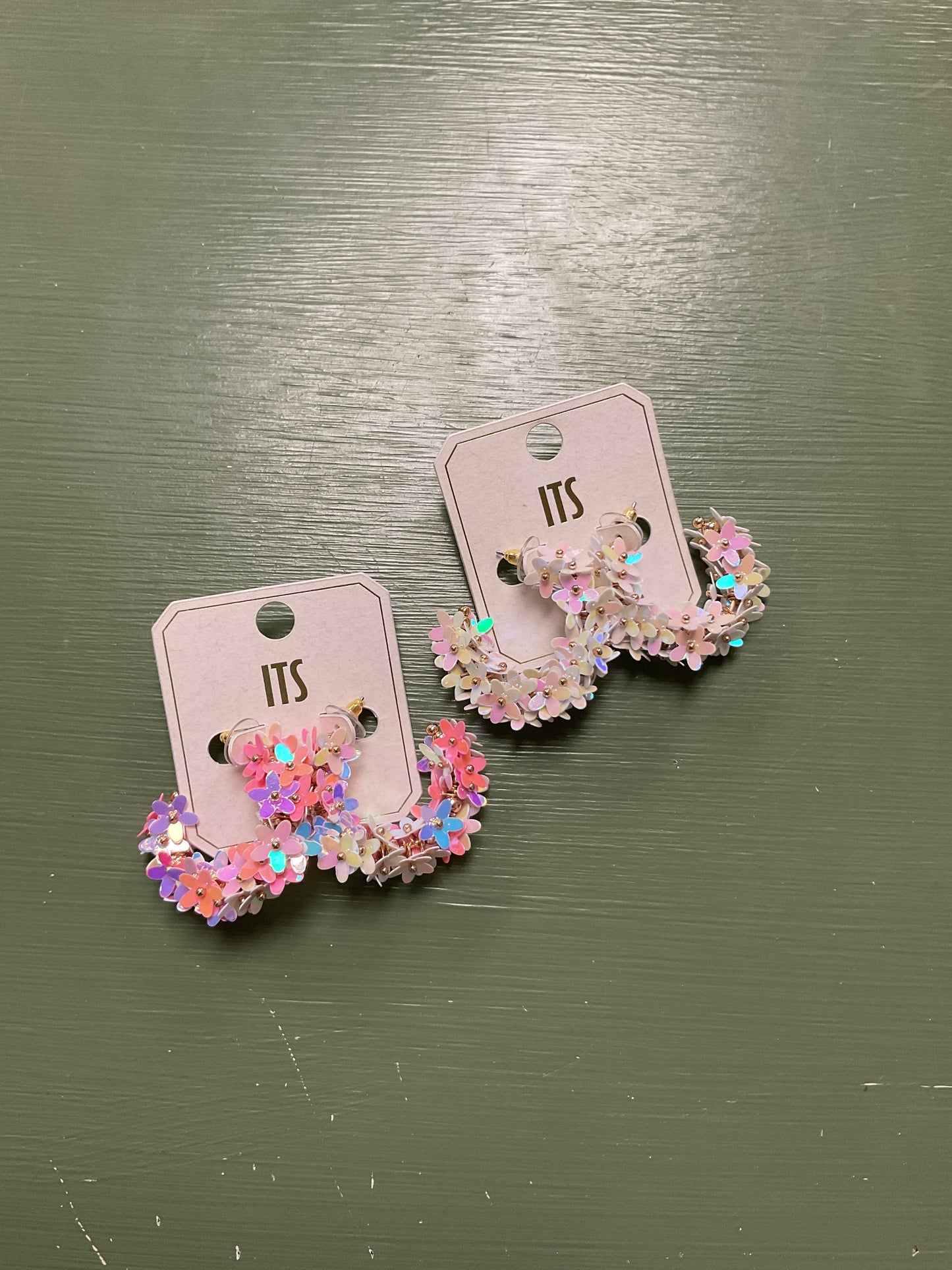 Floral cluster gold hoop earrings