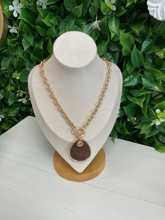 GOLD CHARM BROWN TORTISE TEARDROP OPEN