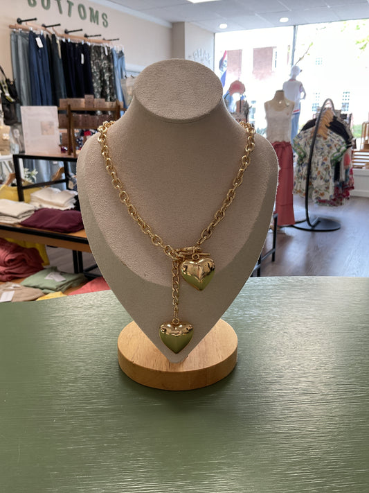 Big double heart chain necklace