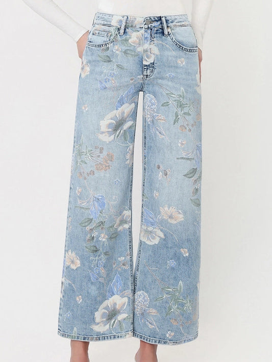 HIGH RISE FLORAL JEANS