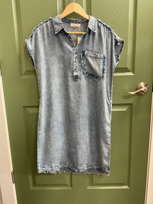 Denim Henley Mini Dress