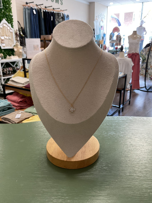 gem cross necklace w/ gem studs