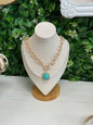 GOLD CHUNKY TURQUOISE CIRCLE STONE