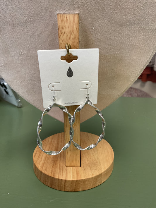 WORN SILVER WRAPPED TEARDROP EARRINGS