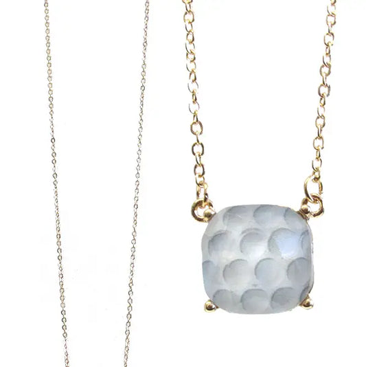 GOLD SQUARE GOLF BALL PENDANT NECKLACE