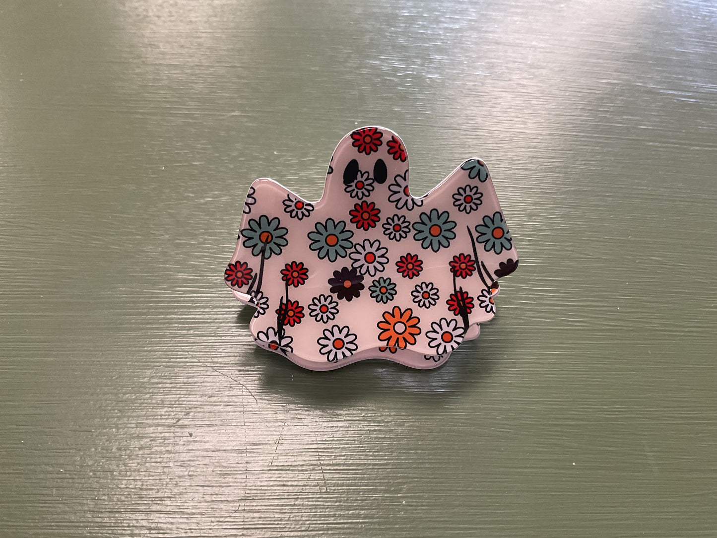 Halloween Ghost Claw Clip With Flowers