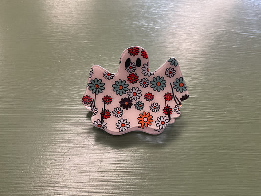 Halloween Ghost Claw Clip With Flowers
