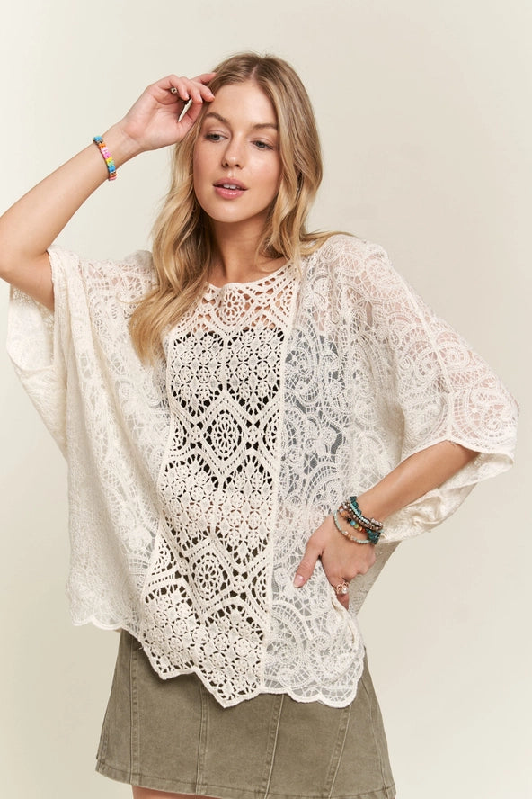 CROCHET CREAM LACE BLOUSE