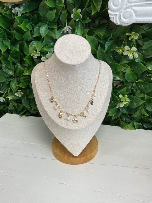 Gold Football Charm Necklace