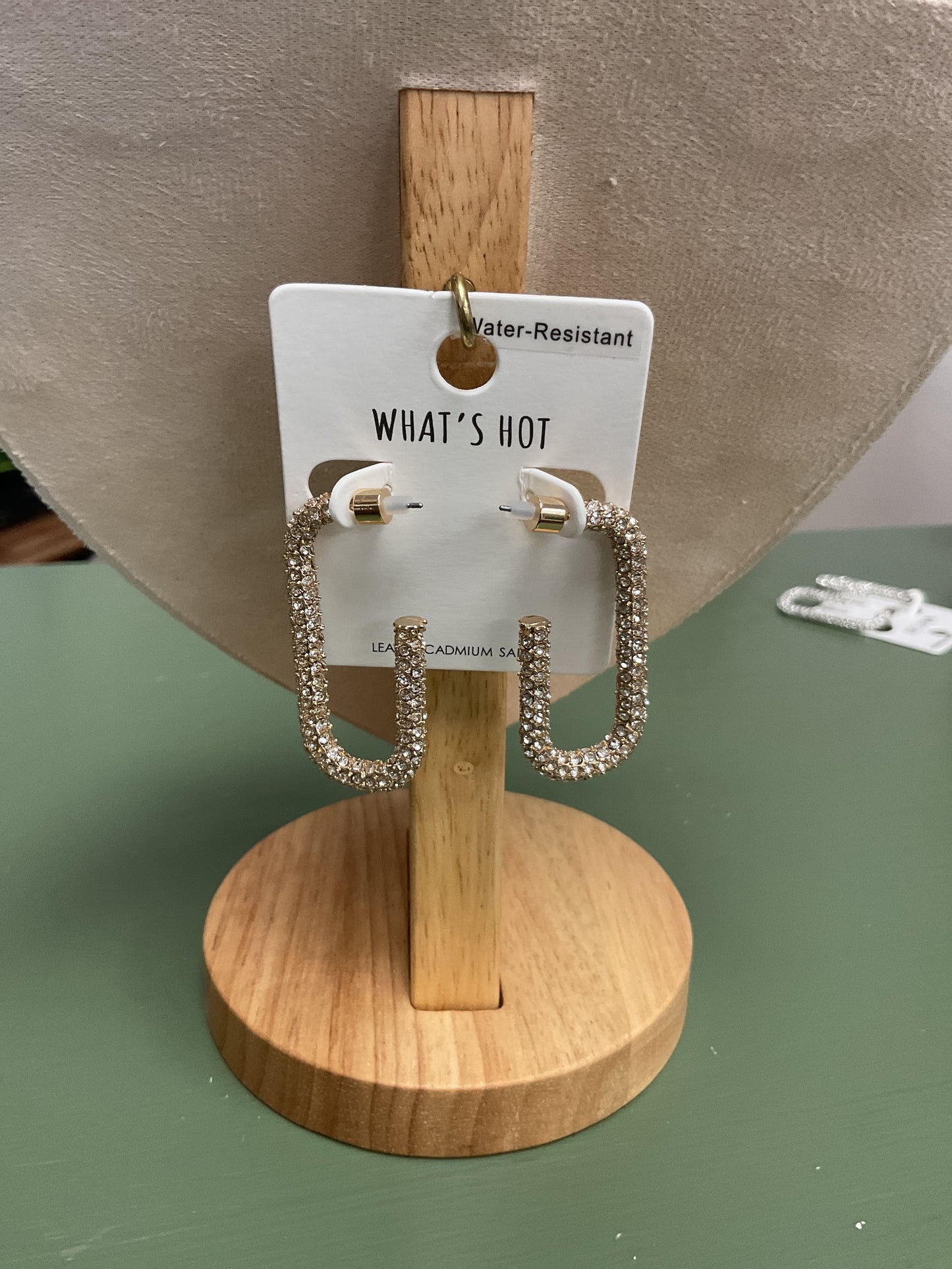 WATER RESISTANT RHINESTONE OVAL HOOP