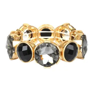 BLACK CRYSTAL CIRCLES BRACELET
