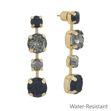 BLACK CRYSTAL CIRCLES GEM EARRINGS