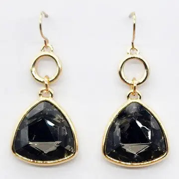 BLACK GEM TRIANGLE EARRINGS