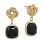 BLACK SQUARE CRYSTAL GOLD EARRINGS