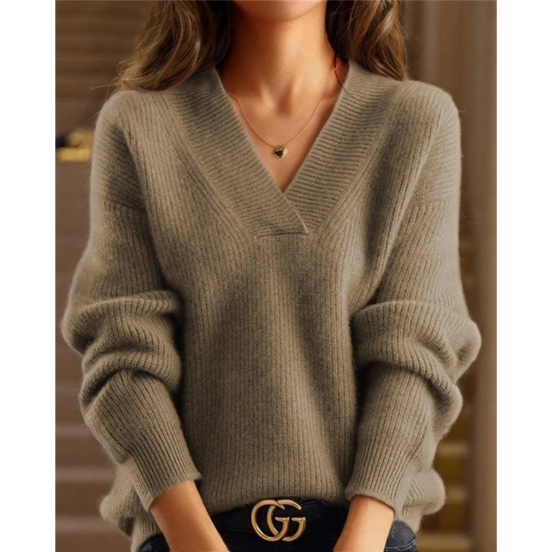 TAN V NECK SWEATER