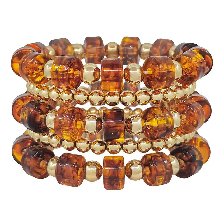 BROWN GEM BRACELET STACK