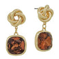 BROWN GEM SQUARE EARRINGS