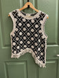 Asymmetrical Crochet Flower Fringe Vest