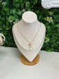 Double Clover and Pearl Charm Necklace