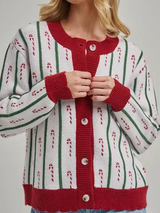CANDY CANE CARDIGAN SWEATER