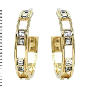 CLEAR CRYSTAL HOOP EARRINGS