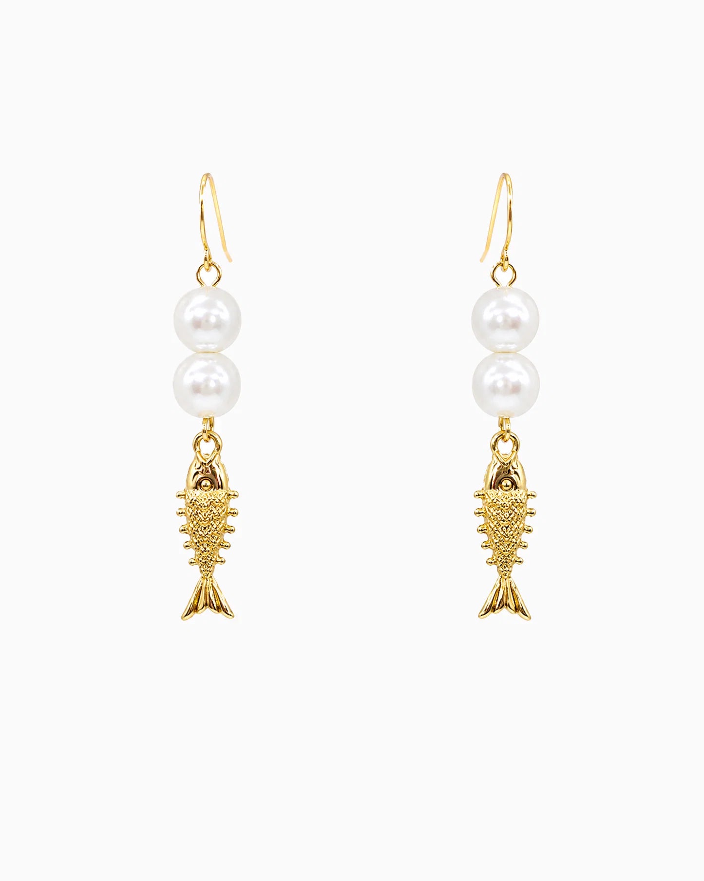 SESSORI COSTAL GOLD AND PEARL FISH EARINGS