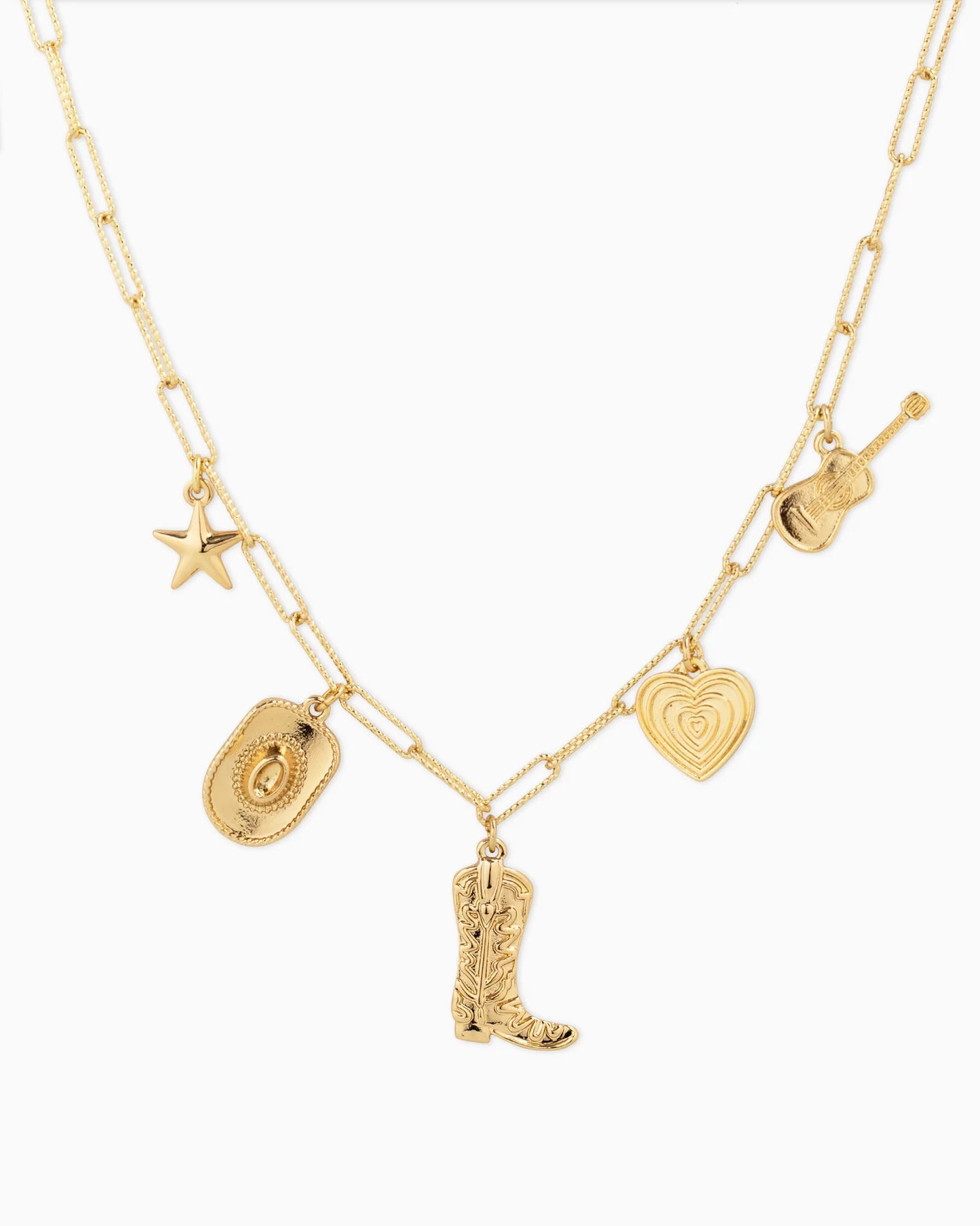 RUSTIC WESERN GOLD CHARM NECKLACE