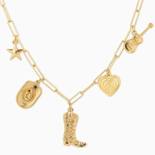 RUSTIC WESERN GOLD CHARM NECKLACE