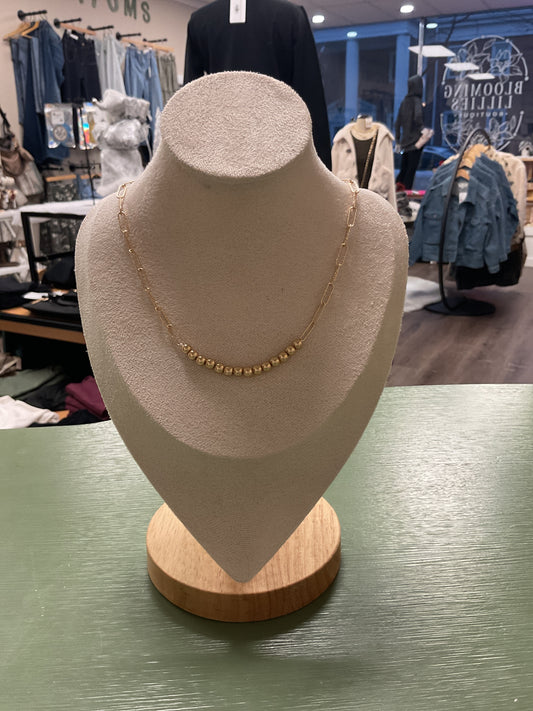 Paperclip & ball necklace w/ studs