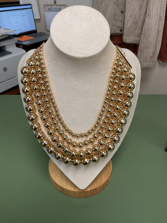 WATER RESISTANT GOLD FOUR LAYER BEADED NECKLACE