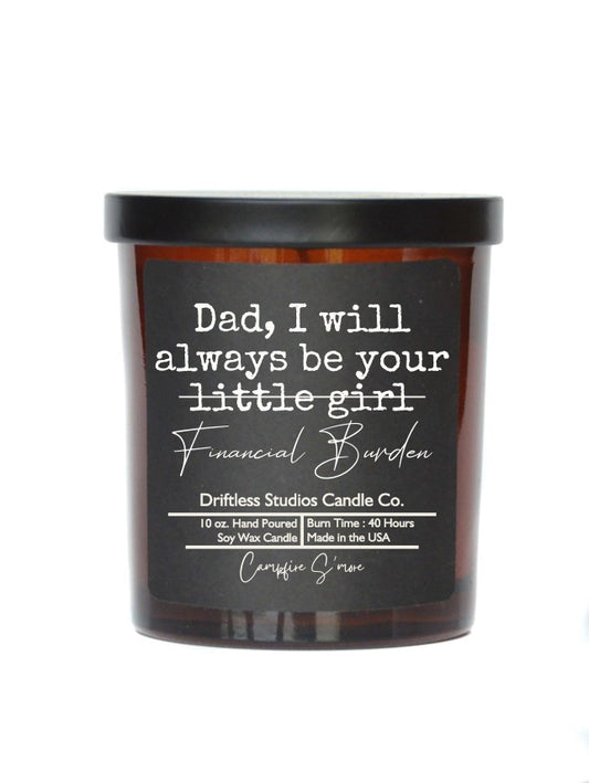 FINANCIAL BURDEN ALL SOY CANDLE CAMPFIRE SMORE SCENT