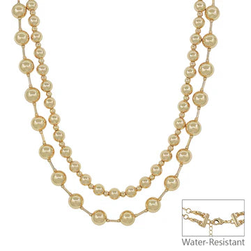 GOLD DOUBLE LARGE BEAD NECKLACE
