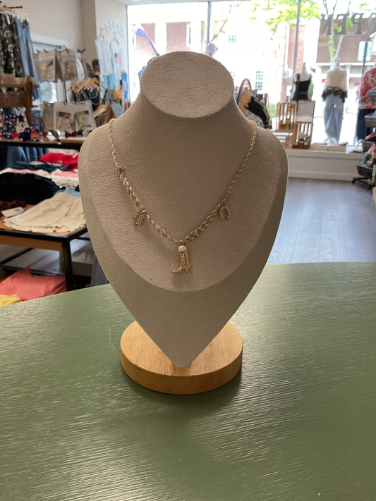 western-style woven charm necklace