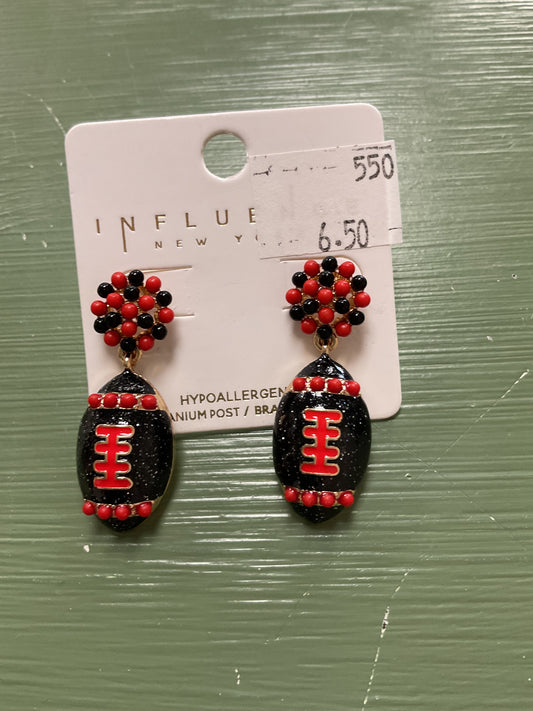 BLACK AND RED ST PAUL FOOTBALL EARRINGS