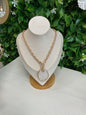 Gold, chain, pearl, teardrop, charm,white