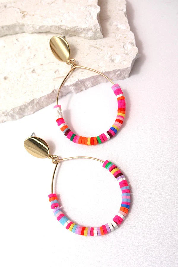 FLOWER BEADED TEARDROP EARRINGS