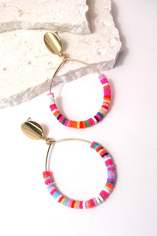 FLOWER BEADED TEARDROP EARRINGS