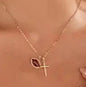 GOLD CROSS AND FOOTBALL NECKLACE
