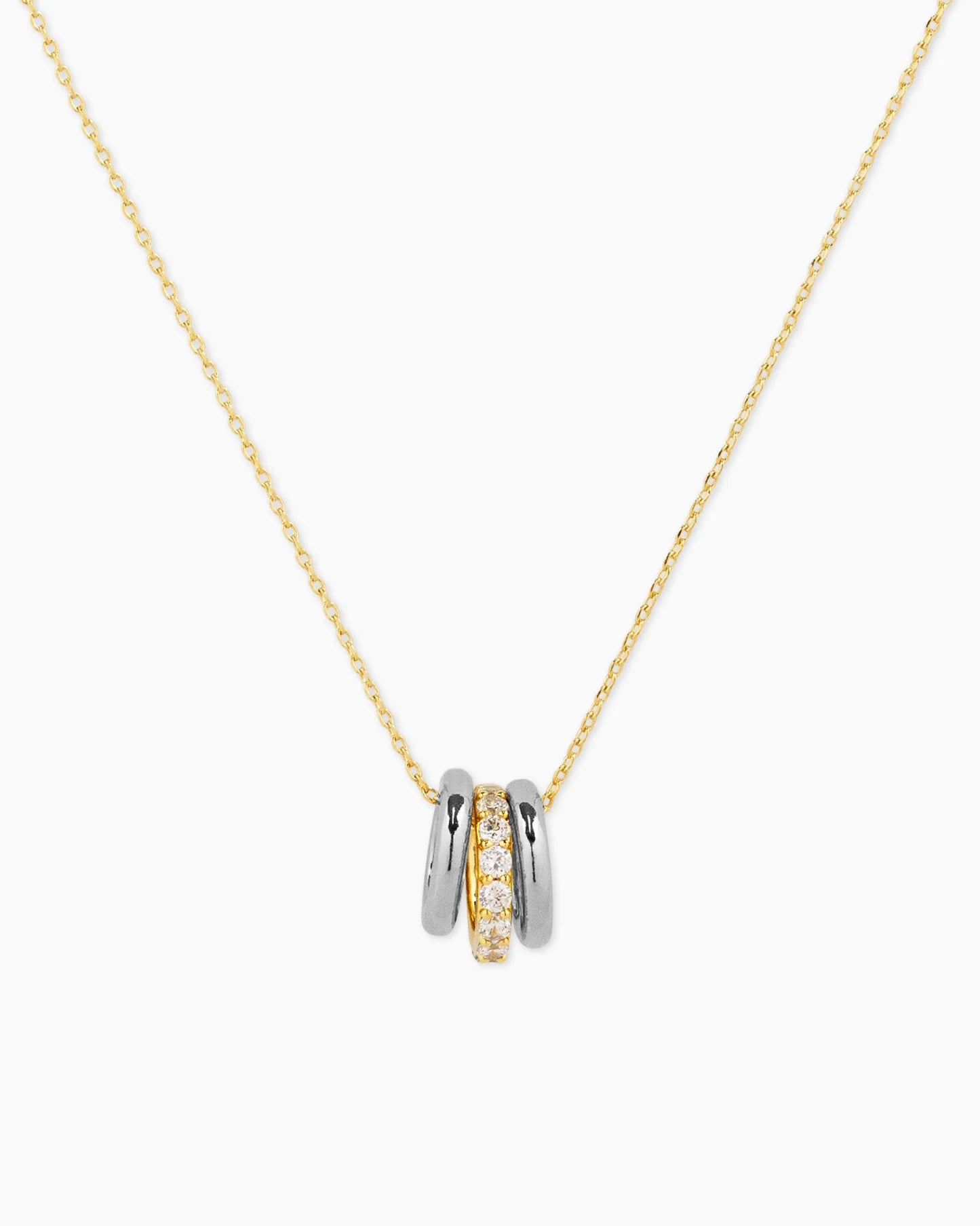 GOLD AND SILVER HOOP NECKLACE