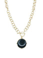 GOLD CHAIN W BLACK CIRCLE