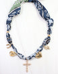 NAVY JEAN SCARF GOLD NECKLACE