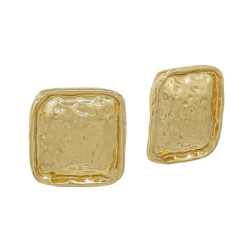 GOLD HAMMERED SQUARE EARRINGS