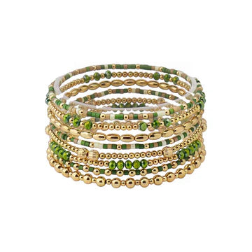 GREEN SMALL BEADED GOLD BRACELET