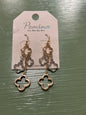 TWO TONE CLOVER DANGLE EARRINGS
