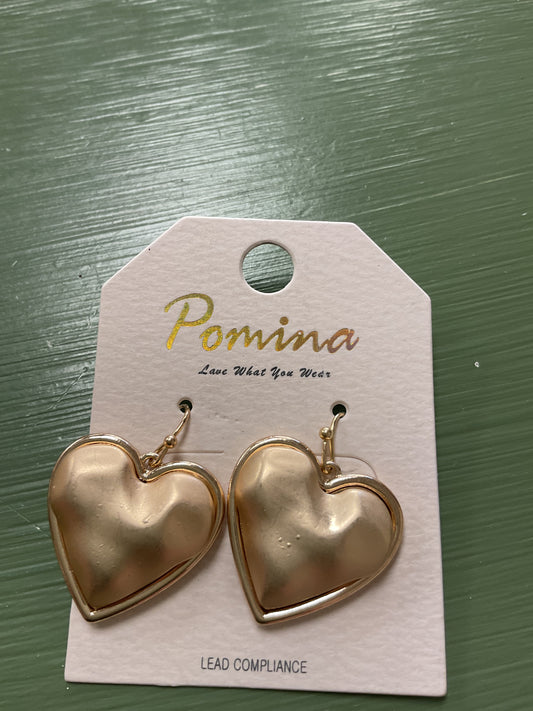 GOLD HEART DANGLE EARRINGS