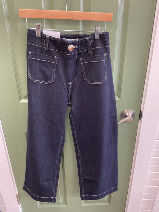 MICA SUPER-HIGH WIDE LEG CROPPED DENIM JEANS WITH POCKETS IN FRONT