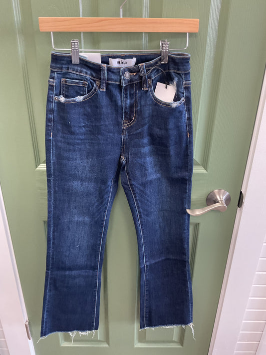 MICA MID-RISE BOOTCUT CROPPED DARK-WASH DENIM JEANS